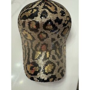 Sequined Leopard Print Baseball Cap Sparkly‎ Animal Print Hat Women NWOT